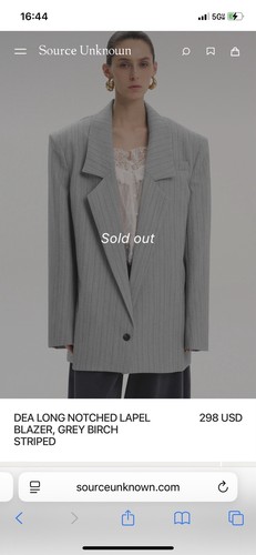 Source Unknown Dea Long Notched Lapel Women’s Blazer , Grey Striped Size OS New