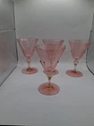 Set of 4 Vintage Venetian Murano Style Pink GOLD  Aventurine Art Glass Goblets