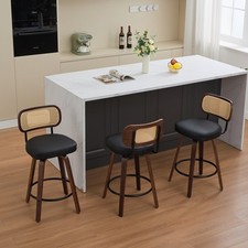 Swivel Counter Height Bar Stools Set of 2 PU Leather Back Modern Upholstered