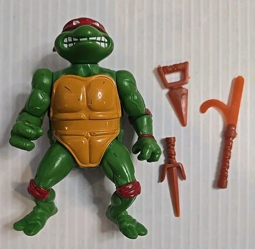 Vintage 1988 TMNT Raphael Playmates Raph Action Figure Hard Head