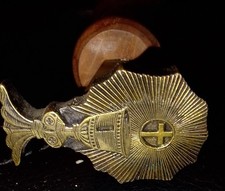 Vintage Messing Wachsiegelstempel mit religi&ouml;sen Kreuz -Kelchmotiv von 1940