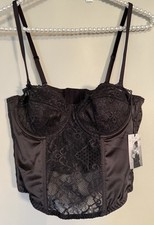 Sincerely Jules Junior's Lace Corset Top Sleeveless Cropped Size M Black NWT