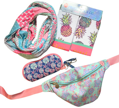 Simply Southern 4 Pc Lot Sea Turtle Belt Bag Pineapple Socks Sunglass Case Scarf