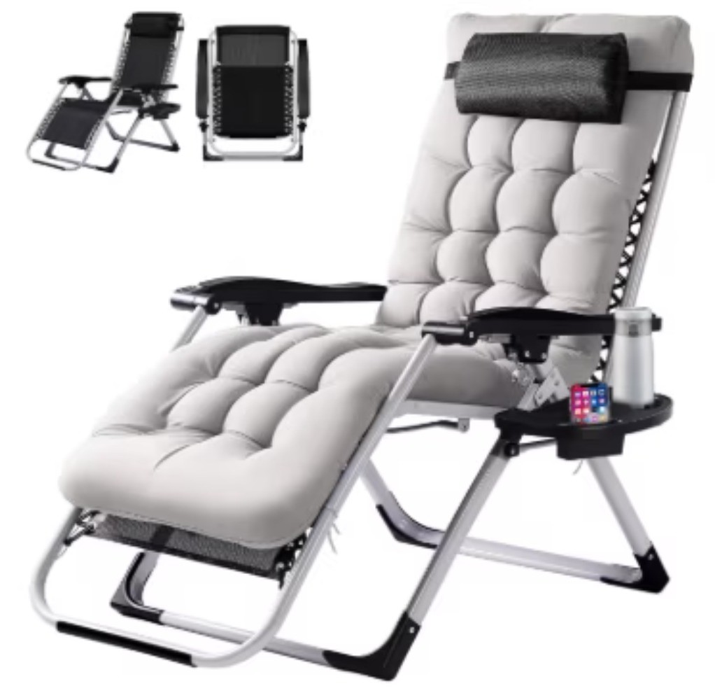 Foldable Zero Gravity Recliner Chair 440 lbs Capacity gray