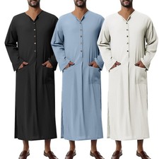 Brand New Long Sleeve Islamic Kaftan for Men, Stylish Summer Wear S-2XL
