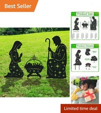 Outdoor Nativity Scene Garden Stakes Decorations, 3PCS Metal Silhouette Outdo...