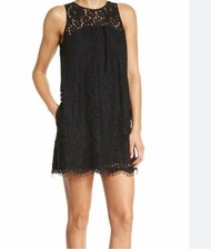 JOIE Black Lace Fahfia B Sleeveless Shift Dress Size M | Little Black Dress