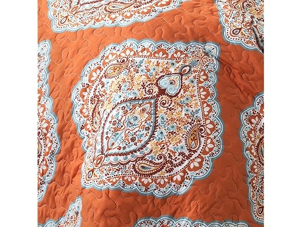 Lush D&eacute;cor 5 Piece Harley Quilt Set, Full/Queen, Tangerine 