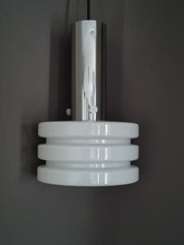 Glashütte Limburg Pendelleuchte  H.Proft Opalglas Space Age 70er Mid Century 