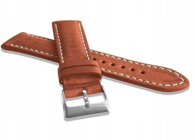 Leder Armband Uhr Smartwatch 24mm Braun Top Grain Echtleder