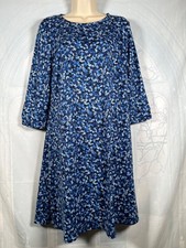 JD Williams blue ditsy floral soft peach-feel jersey 3/4sleeve tunic dress, 12