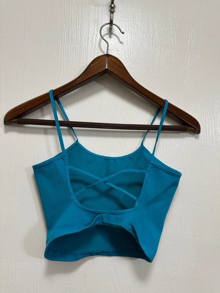 Camiseta sin mangas recortada Free People Movement para mujer Rib Active azul talla XS/S Foto 2 de 4