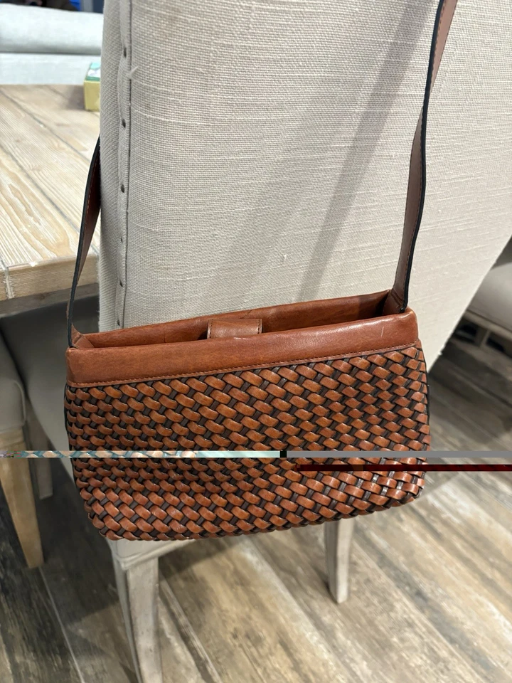 Vintage Relic Light Brown Woven Leather Purse Shoulder Bag - Leathercore Basket - Image 2 of 4