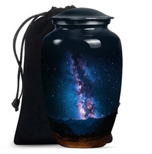 Cosmic Stars Galaxy Cremation Large Urn For Ashes For Dad  Mom 10 Inch 