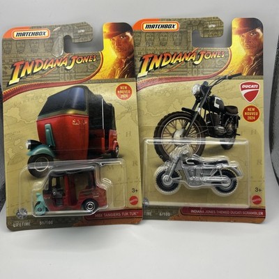 Matchbox X Indiana Jones Tuk Tuk Ducati Scrambler 1:64 Diecast New