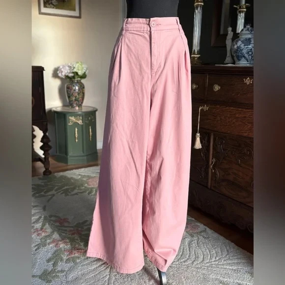 BCBGeneration High Rise Wide Leg Pants Pink Elastic Waist XL