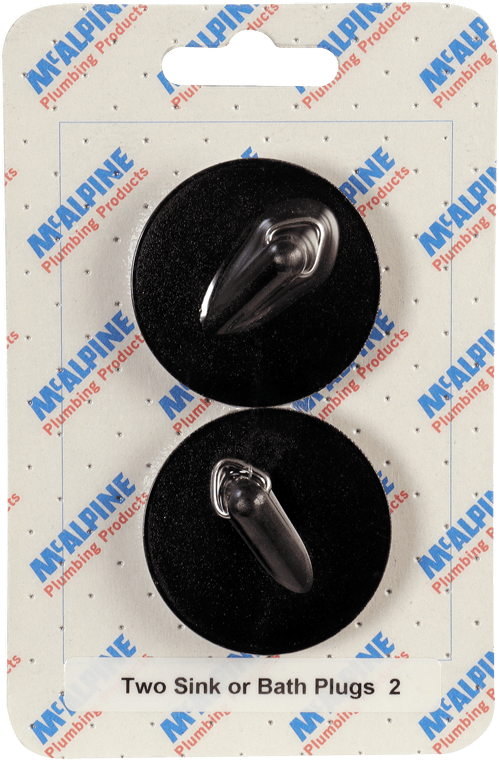 McAlpine CARD-2 Two Sink Or Bath Plugs - Black PVC Plug 1.75"" (for 1.5""waste)