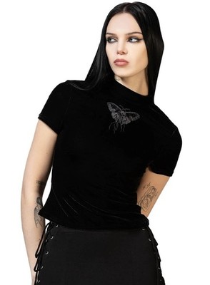 Women s Killstar Mortmoth velvet top size XL