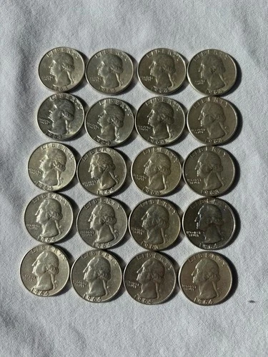 Lot #3--20 - Washington quarters-90% silver-$5 dollar face-circulated some BU