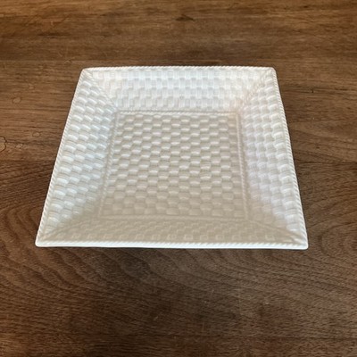 TIFFANY & CO TIFFANY WEAVE BASKETWEAVE WHITE PORCELAIN Bowl Dish Square 7.5 
