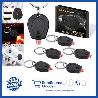 Mini Red Keychain Flashlight, 6 Pack with CR2032 Battery for Night Observation