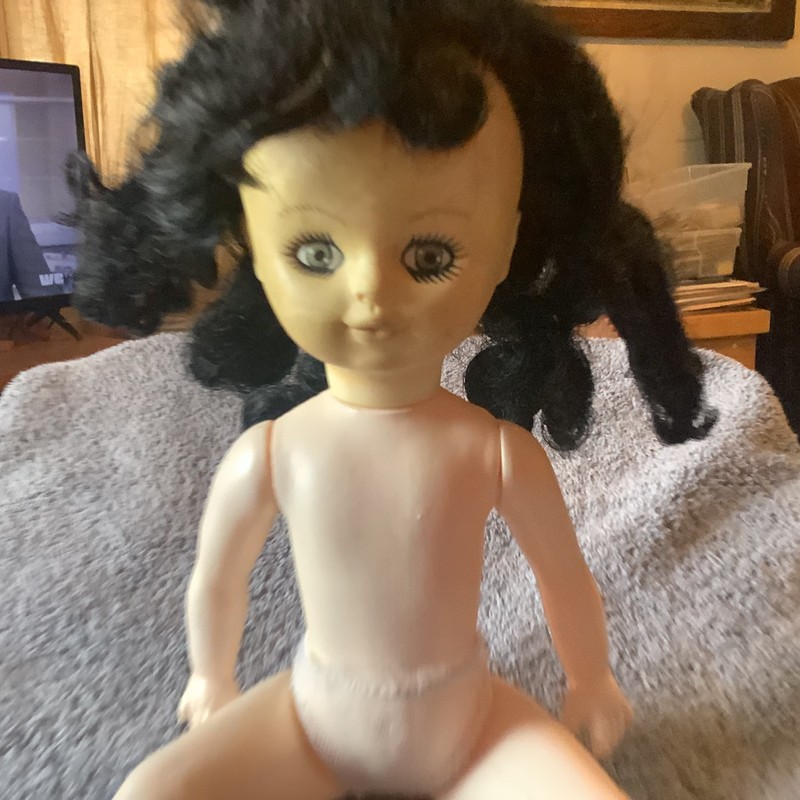 1980s Fibre Craft Boy Doll 13” No 3095  Black Hair New