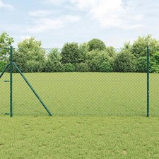 WALPLUS Chain Link Fence with Posts Green 1.4x10 m Galvanised Steel