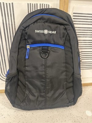NWT SWISS+GEAR LIGHTWEIGHT NYLON BLACK/  blue  BACKPACK 17in By 13in.
