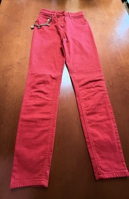 Elisabetta Franchi rote figurbetonte Jeans mit goldener Kette Size 28