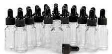 , 24, Clear, 10 Ml 1/3 Oz Glass Bottles, with Glass Eye Droppers