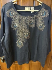 Alfred Dunner Women’s Top Size 2X Nice Holiday Designs 3/4 Sleeve