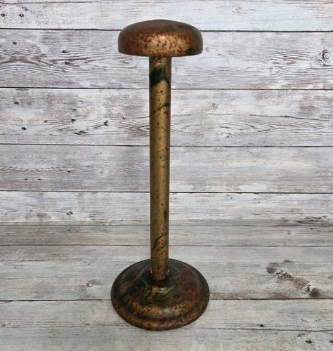 Vintage Wood Hat Stand Gold Marbled Paint Red And Green