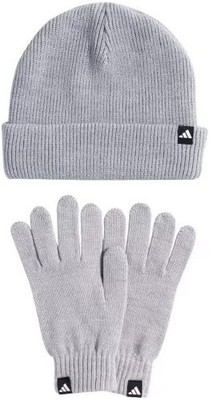 Adidas Glove Beanie, KB7340, OneSize Mütze & Handschuhe Set, hell Grau 