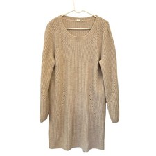 Gap Acrylic, Wool, Alpaca Blend Beige Long Sleeve Knot Sweater Dress Size XL