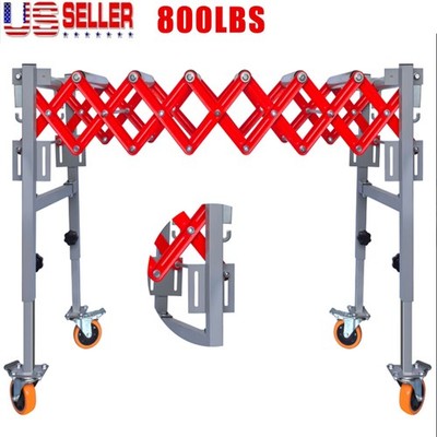 Conveyor Roller Stand with 800LBS Adjustable Roller Conveyor Belt Table 4-Caster