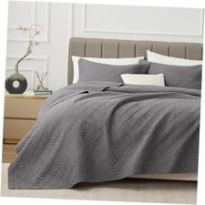 Quilt Set Full Queen Size Grey 3 Piece,Lightweight Soft Full/Queen 02 Grey
