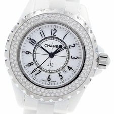 Watch CHANEL H0967 Diamond Bezel White Ceramic Date Quartz Ladies Watch Box