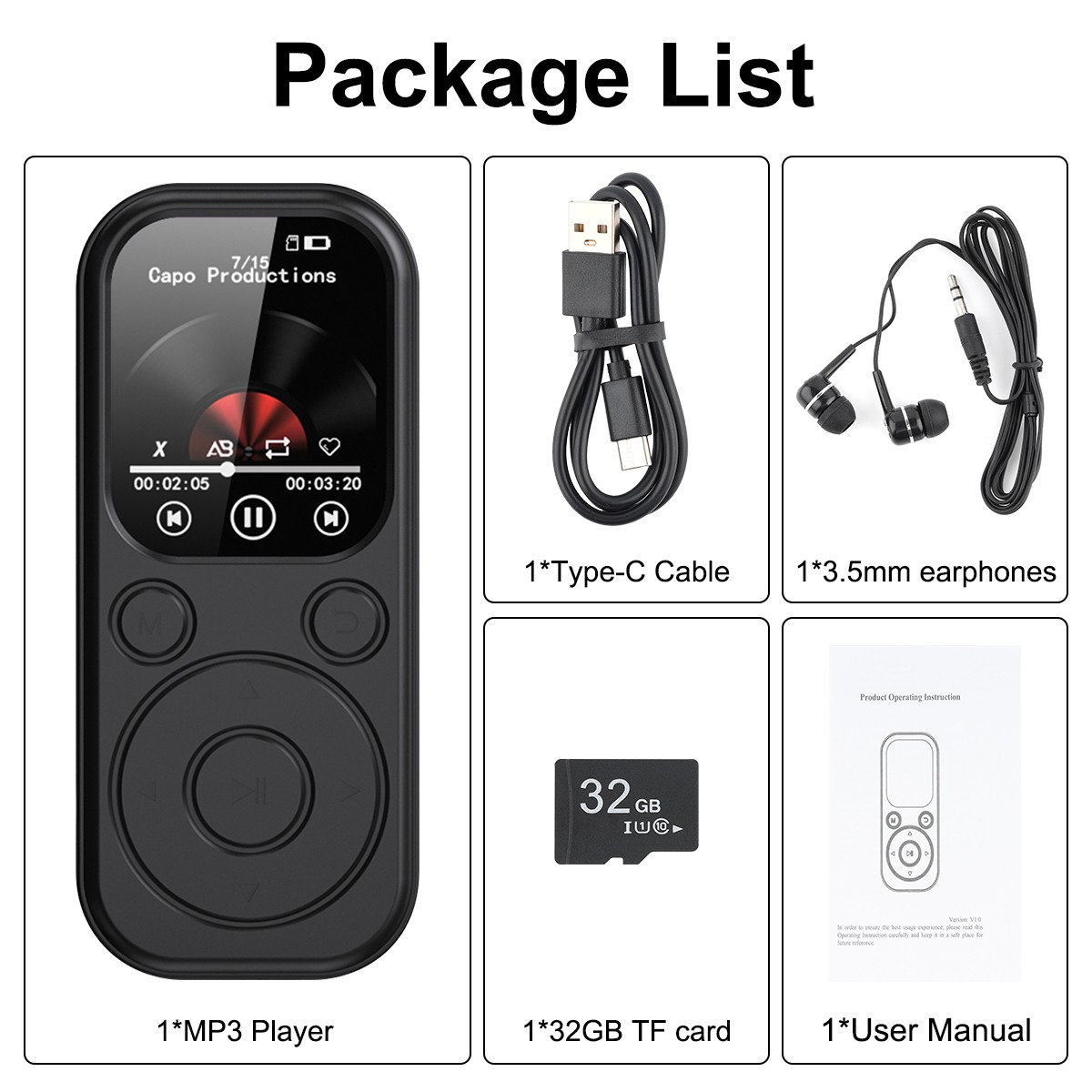Lcd Screen Support 32gb Tf Card& Fm Radio