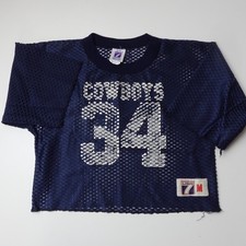 Vintage 80s Dallas Cowboys Mesh Jersey Size Womens XS Youth M Made in USA Crop