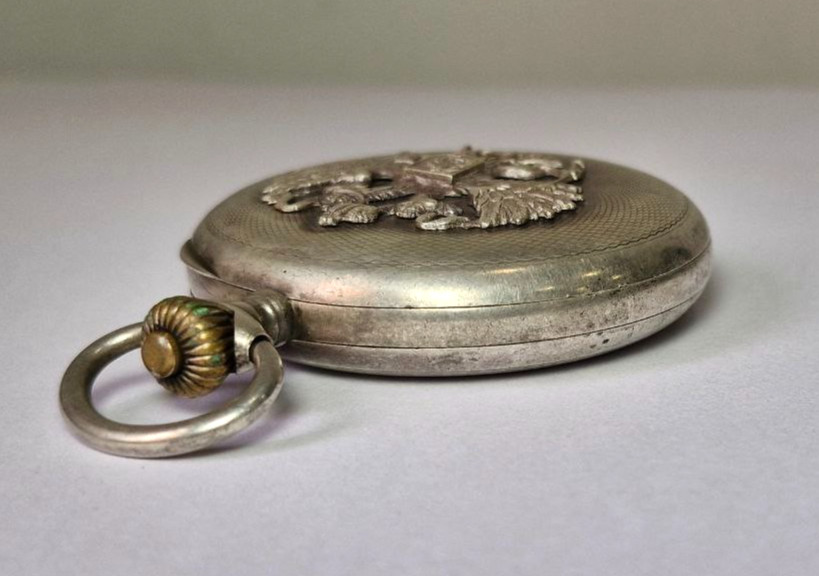 Antique WWI Pocket Watch Paul Moser Silver 84 / 875 Imperial Russia Double Eagle