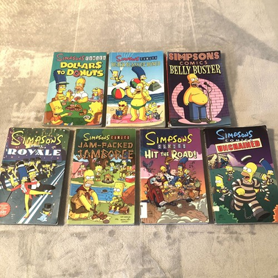 #ad Lot of 7 Simpsons Comic Books Hit The Road Royale Belly Buster Unchained Bongo $13.99
