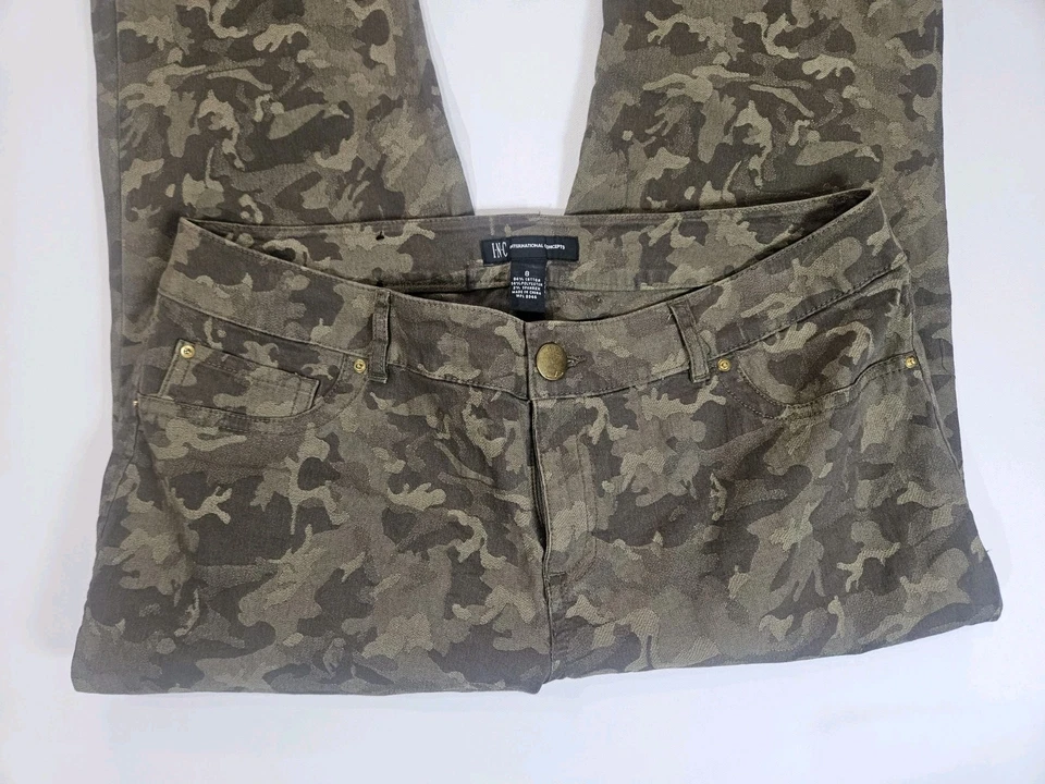 Женские камуфляжные брюки INC размер 8 средняя посадка прямые штанины армейский стиль дизайн повседневные - Изображение 4 из 4