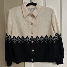 St. John Evening by Marie Gray Embellished Diamond Knit Jacket Size 12