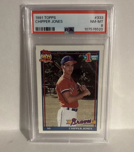 1991 Topps Baseball Chipper Jones Rookie Card #333 PSA 8