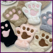 Lovely Plush Cat Claw Paw Gloves Plush Mittens Warm Soft Plush Short Fingerless