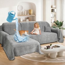 1OO Waterproof Sectional Couch Covers for Dogs Chenille L Shape Sofa Cover B...