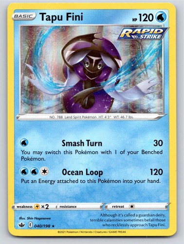2021 POKEMON TAPU FINI CHILLING REIGN 040/198 HOLO RARE NM A45773 FREE S&H