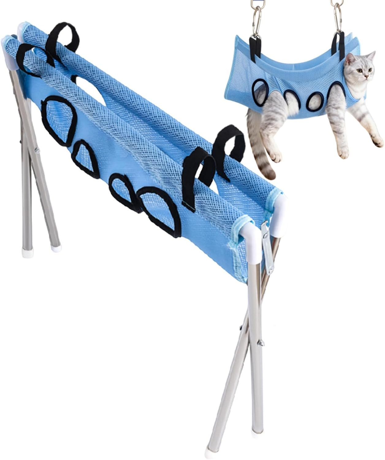 Hamac de toilettage pour chat élingue à 8 trous pour les soins à la maison