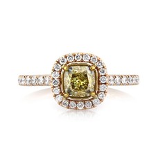 1.56ct Fancy Vivid Yellow Cushion Cut Diamond...