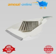 Dustpan and Hand Brush Set Dust Pan Set Cleaning Broom White and Grey- AU
